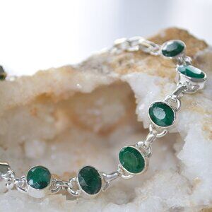 Unique Emerald Sterling Silver Bracelet